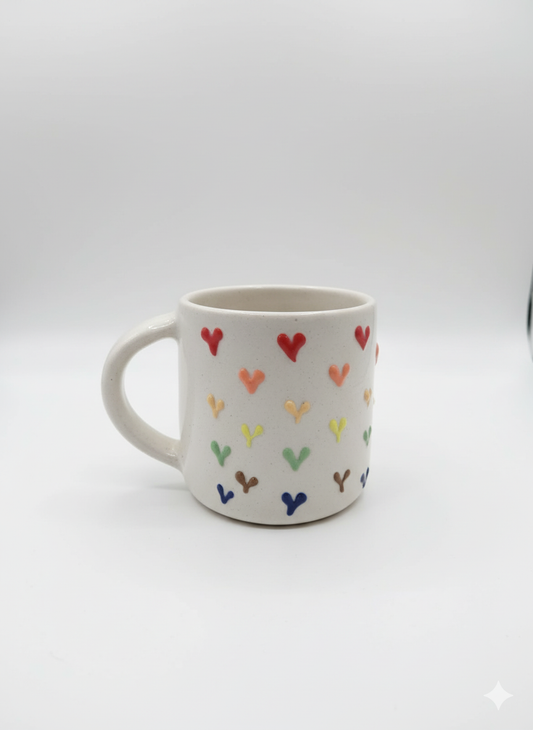 Rainbow Hearts Ceramic Coffee Mugs