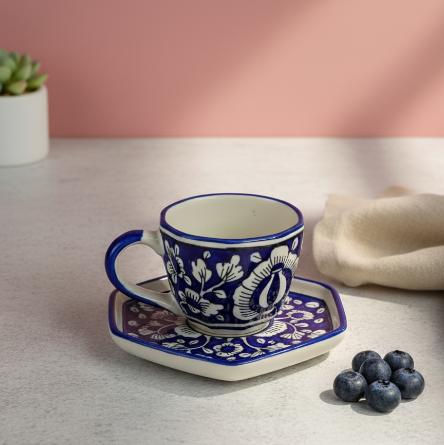 Royal Blue Mug with Saucer