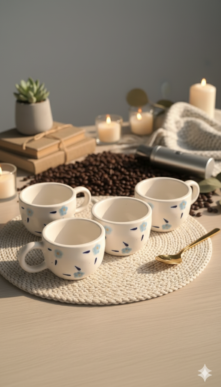 Floral Ceramic Mug with Saucer