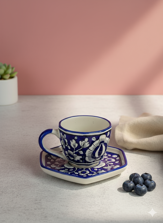 Royal Blue Mug with Saucer