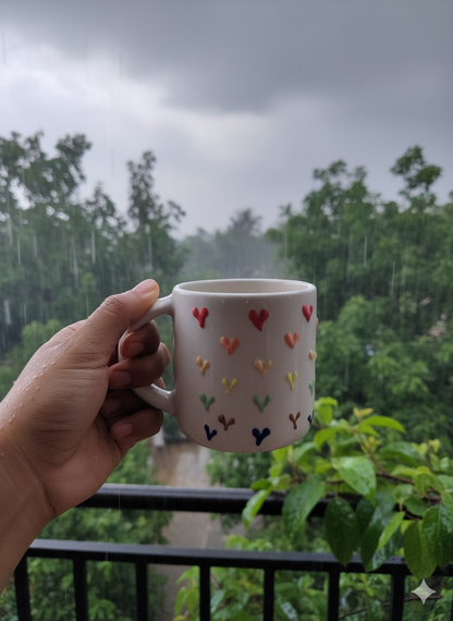Rainbow Hearts Ceramic Coffee Mugs