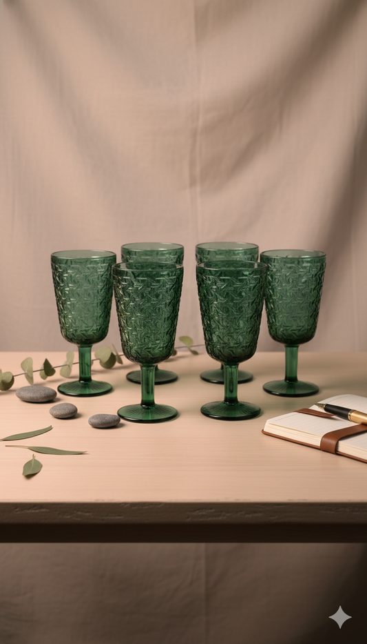 Forest Green Wine Goblets